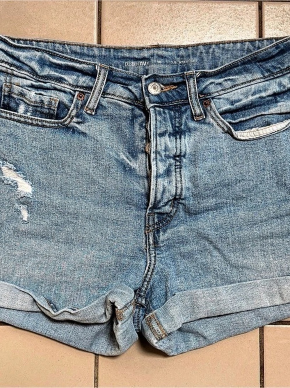 Old Navy High-Waisted O.G. Straight Denim Shorts Blue Size 10
